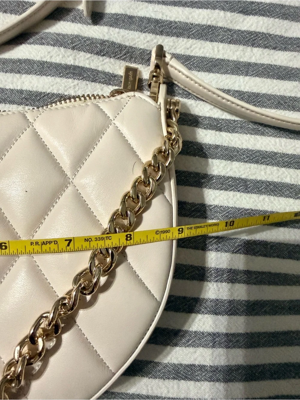 kate spade Cream Quilted Crossbody with Gold Chain